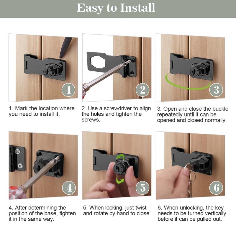 TOP-VIGOR 4 Inch Keyed Hasp Lock and Staple, Heavy Duty
