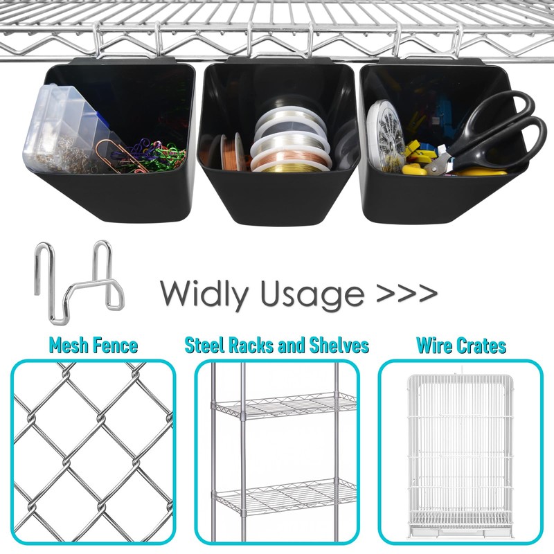 G.CORE Large Grid Wall Bins - 6Pack Black Gridwall Accessories