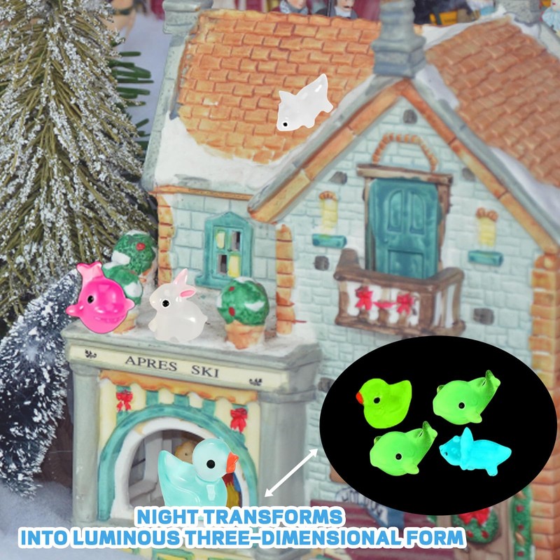 BeoTnp 60PCS Mini Resin Animals, Luminous Mini Plastic Animals, Mixed