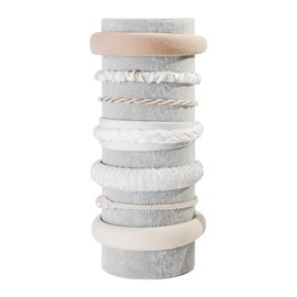 Justsoso Headband Holder Organizer, Soft Velvet Tower Hairband Stand Display, Vertical Hair Hoop Accessories Jewelry Storage for Women Girls (Gray Beige Velvet)