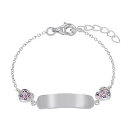 Prinzessin Lillifee Identarmband 925 Sterling Silver girls' children's bracelet, with zirconia synth., 12+2 cm, silver, heart, comes in jewelry gift box 2027208