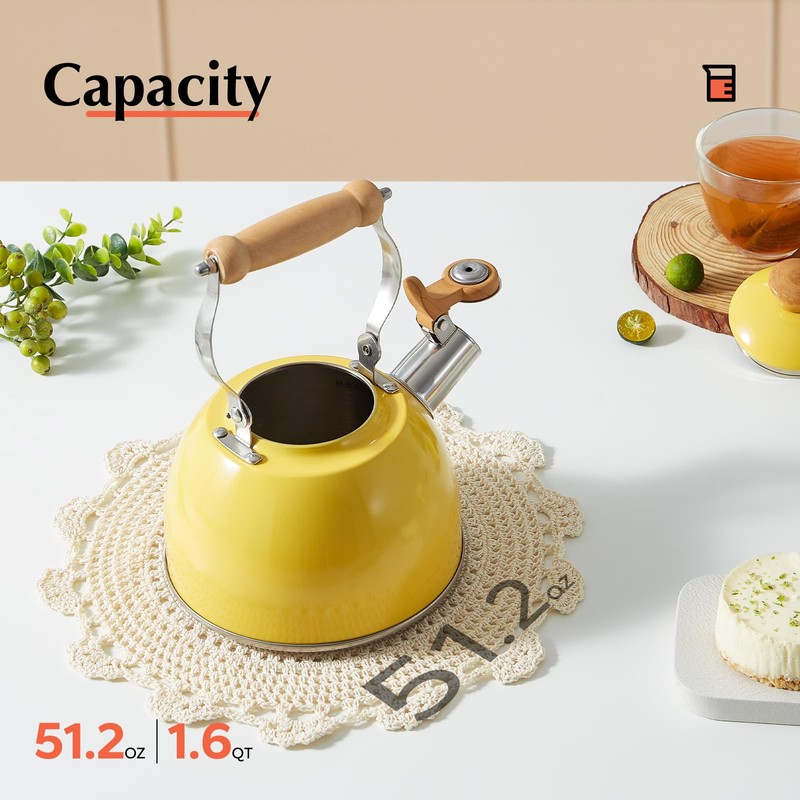 ROCKURWOK Tea Kettle, Tea Pot with Cool Touch Ergonomic Handle,
