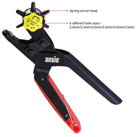 Leather Hole Punch, Belt hole puncher Heavy Duty Revolving Eyelet Plier Tool, Multi sized - 2mm to 4.5mm for Belts, Shoes, Cards, Crafts, Canvas, Bags, Soft plastics etc