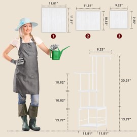 Plant Stand Indoor with Grow Light, 5-Tiered Tall Plant Stand Indoor, Metal Plant Shelf with Hanging Basket Hook and Adjustable Light, Ideal for Living Room, Garden, Patio white