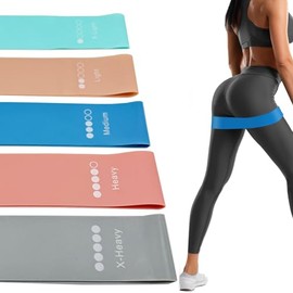 Bandas de Resistencia, 5 Niveles Ligas de Resistencia Elásticas para Ejercicio, Resistance Bands Multifuncional, Látex 100% Natural con Bolsa, para Ca