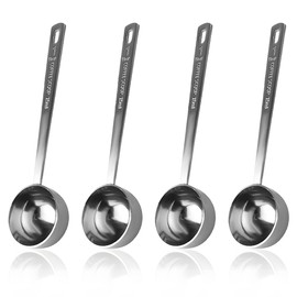Teegxddy Stainless Steel Dosing Spoon, 15 ml, Pack of 4 Coffee Spoons, Portioner, Coffee Measuring Spoon 15 ml, Coffee Spoon with Long Handle, Suitable for Measuring Coffee Powders, Spices, Powders or