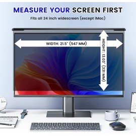 ZCAZY Hanging 24 Inch Computer Privacy Screen Filter, Computer Screen Privacy Cover, Compatible with, 23.8 Inch 16:9 Widescreen Monitors, Protect Eyes from Glare and Blue Light