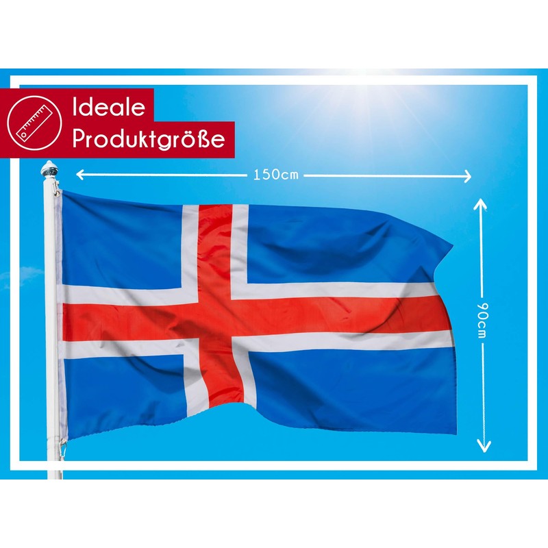 PHENO FLAGS Iceland Flag - Iceland Flag 90 x 150