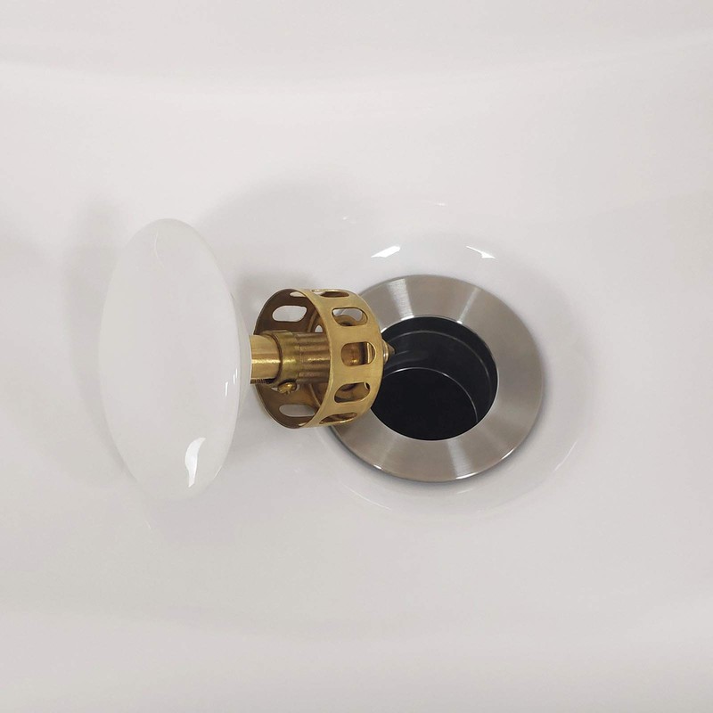 GZILA Vessel Sink Drain Without Overflow, White Pop-Up Drain With
