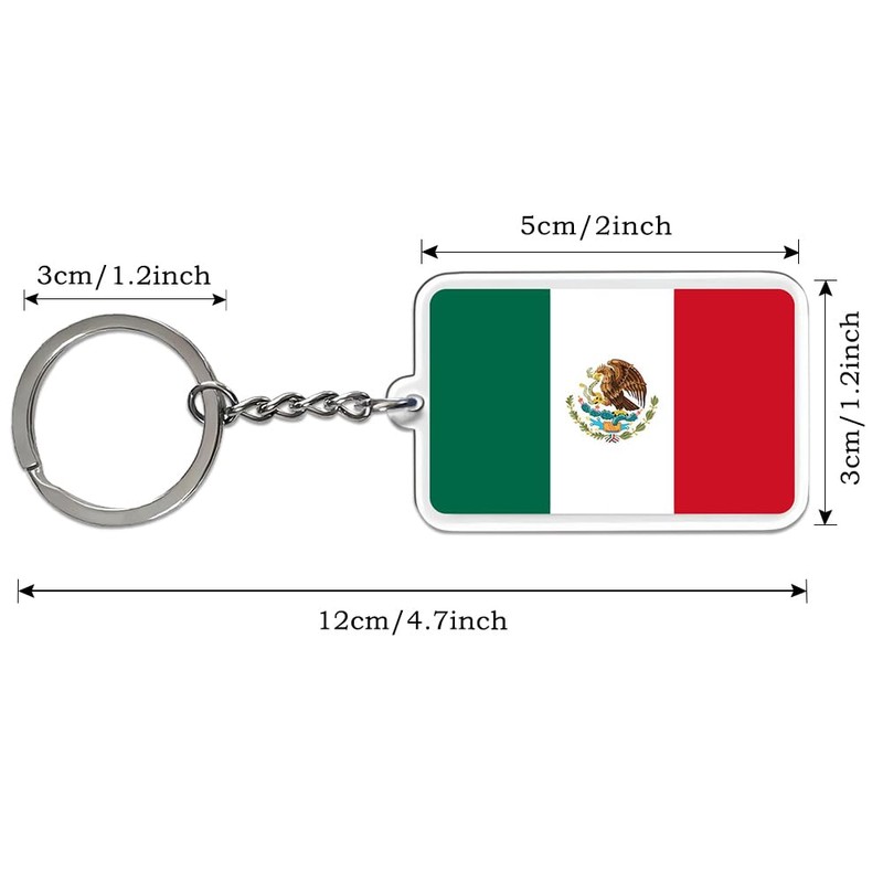FHZJKJX Mexico Flag Keychain Mexican Key Ring-2 Pack