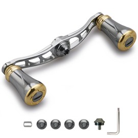 HEIGHTEN 3.5 inches (88 mm) / 3.5 inches (90 mm) Reel Handle, 0.7 inches (19 mm) Knob Included, Shimano DAIWA Abu Universal Bait Reel Arch Pillar Series (90 mm - Gunmetal & Gold) (917)