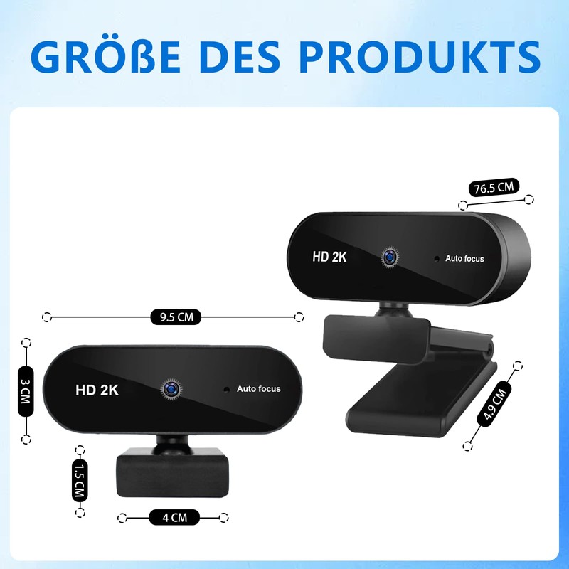 Moorstdel Webcam 2K Autofocus - Professional HD Video Camera with