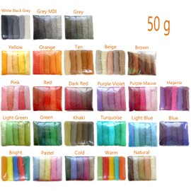 SIA COLLA-S Felt Wool Colourful Mix Felt Mixed 100% Wool Tan Shades Mix At Least 5 Different Shades 50g Total