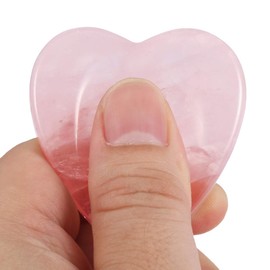 mookaitedecor Pack of 2 Natural Rose Quartz Heart Shaped Crystal Thumb Worry Stones for Anxiety Stress Relief, Polished Pocket Stones Palm Quartz Healing Crystal Gifts for Chakra Balancing
