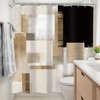 Black Brown Abstract Geometry Modern Tan Bathroom Shower Curtain Set