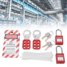 Electrical Loto Kit 21 Components Lockout Tagout Kit Nylon Stainless Steel Brass Material, with Safety Padlocks, Keys Bag, 1in Hasps, and for Lock Marked Products