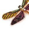 Statement Yellow/Green/Fuchsia/Black Crystal Dragonfly Brooch In Gold Tone - 60mm