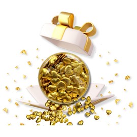 200pcs Decorative Gold Heart-Shaped Gems – Reusable 20mm x 15mm Small Hearts for Table Scatter, Weddings, Valentine's Day, and Party Decorations – Golden Ornaments, Photography Props, Vase Fillers