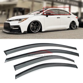 S.H. Fits for 2020-2022 12th Gen Toyota Corolla 4 Door Sedan Sporty Black Trim Smoke Tinted Window Visors Rain Guards Deflector