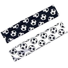 Pejlnd Football Print Headbands for Women Non Slip - 2Pcs Fashion Sport Hair Bands for Women's Hair Accessories Elastic Cotton Soft Headbands for Women Girls Yoga, Working Out, Gym, Running
