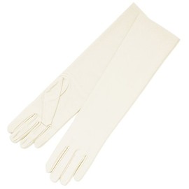ZaZa Bridal 4-Way Stretch Matte Satin Dress Gloves Below-The-Elbow Length-Off White
