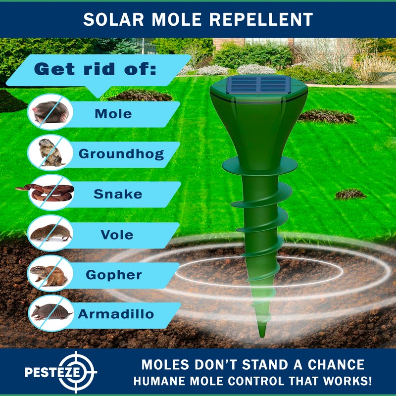 2 Pack PESTEZE Reusable Solar Mole, Snake, Gopher, Vole, Chipmunk,