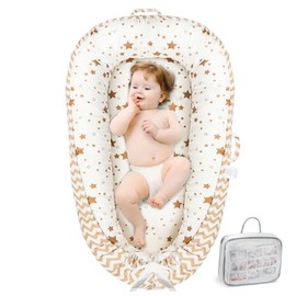 Baby Lounger -Breathable Soft Lounger Cover, Babies Essentials Gifts, Portable Infant Lounger for Tummy Time Floor Playing Seat for Home and Travel,Star