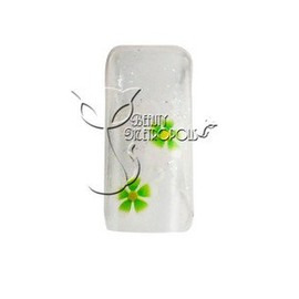Clear/Green Floral Pre-designed Acrylic/UV Gel Artificial/False French Nail Tips (70 pcs.)
