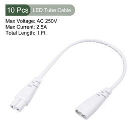 YOKIVE 2 Pcs T5 LED Tube Cable, Male to Female 2 Pin Extension Cord, Plug and Play, Great for Integrated LED Tube (White, 30cm / 1-Feet)