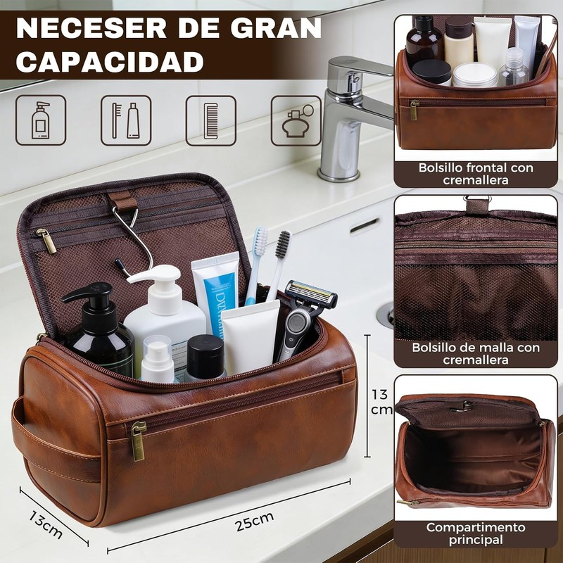 Neceser de Cuero para Hombre,Neceser de Viaje con Manija