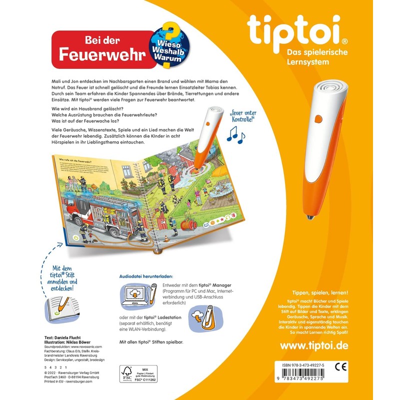 Ravensburger tiptoi on the Go with the Fire Truck with