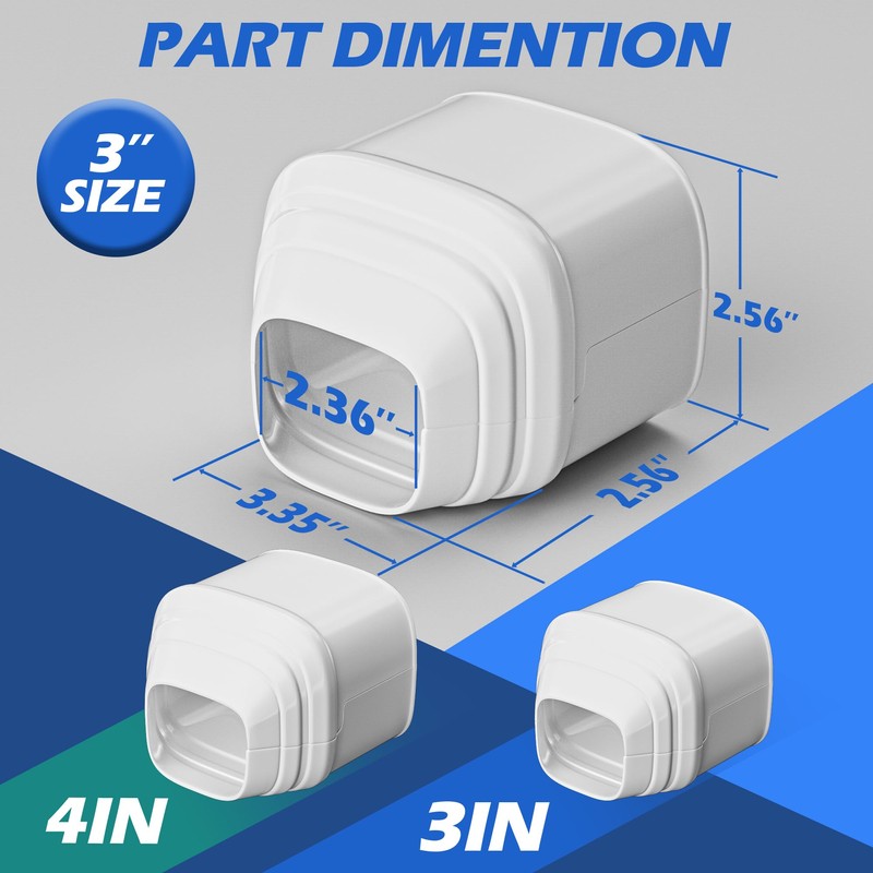 TAKTOPEAK 3" Width Duct End, Mini Split Line Cover Accessories