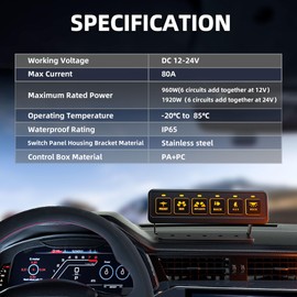 Somaer Wireless 6 Gang Switch Panel,Multifunction Remote Control Offroad Light Switch Panel with Waterproof Design,Universal Circuit IC Control System and Switch Pod,for 12V-24V Truck SUV ATV UTV Car