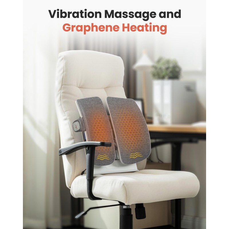 COMFIER Heated Lumbar Support Pillow with Vibration Massage, Back Support