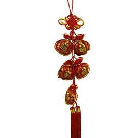 Oriental Feng Shui Wall Hanging W. tassels "Fu"-Fortune