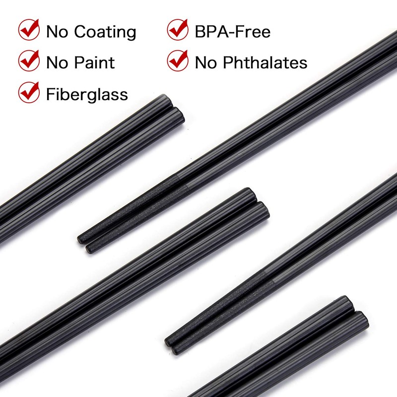 HuaLan Reusable Fiberglass Chopsticks Dishwasher-Safe Chopsticks Non-Slip Design Chop Sticks
