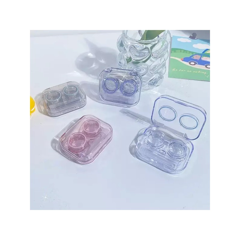 일체형 투명 렌즈 케이스 휴대용 콘택트렌즈 위생 보관 수납 렌즈통