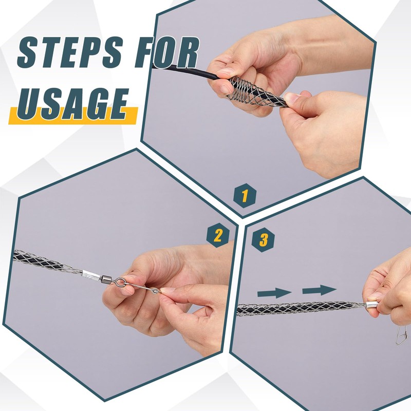 Gisafai 2 Pcs 1/2 in Wire Pulling Grip Mesh Cable