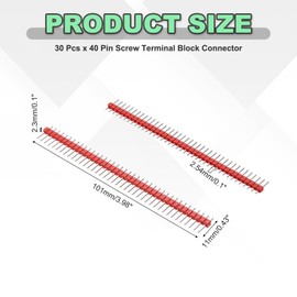 sourcing map 30PCS 40Pin PCB Screw Terminal Block Connector, 2.54mm Single Row PCB Terminal Block Red