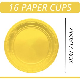 16Pcs Yellow Party Paper Plates 7 inch,Yellow Party Tableware Decor Yellow Paper Plate Yellow Plates for Kids Easter Yellow Party Supplies Table Decoration