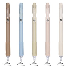 BAYTORY 5Pcs Retractable Gel Ink Pens, Quick Dry 0.5mm Fine Point Black Ink Pen, Rolling Ball Smooth Writing for Journaling Notetaking (Morandi Theme)