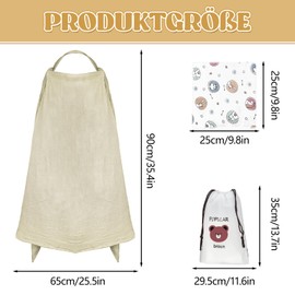 3-Piece Nursing Apron Set, Breathable Muslin Nursing Cover for Babies, Storage Bag & Muslin Cloth, Multifunctional Nursing Cover for On the Go