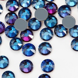 Dowarm 1440PCS Hotfix Crystal Rhinestones, SS16 4.0MM Hot Fix Crystals for Crafts Clothes, Flatback Glass Crystal for Decoration, Round Gems, Blue Flare/Flame