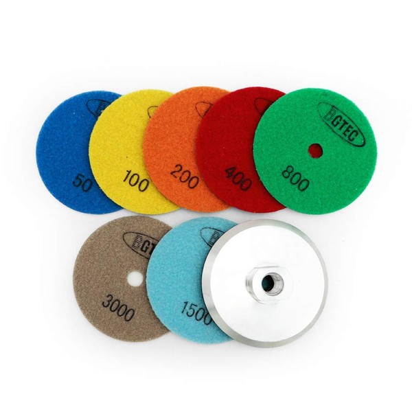 BGTEC 4" Dry Diamond Polishing Pads Set,7 Pieces Pads Plus