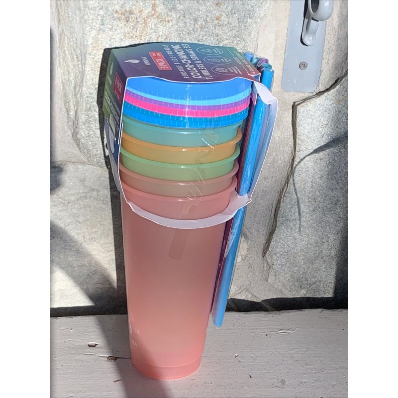 Manna 6 Pack Color-Changing 24oz Cup Set With Lids, Tumblers,