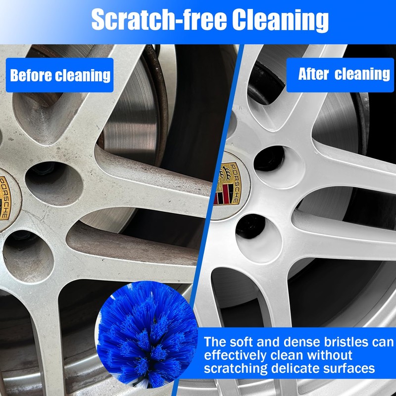 Wheel Brush Kit,Soft Drill Wheel Cleaner Brush, No Scratches Highly