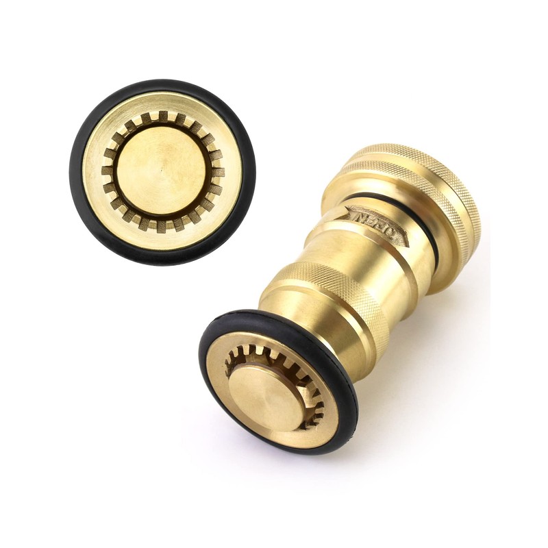 QWORK 1-1/2" NST/NH Brass Fire Hose Spray Nozzle, Heavy Duty