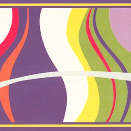 CONCORD WALLCOVERINGS ™ Wallpaper Border Art Pattern Abstract Lines for Kid's Bedroom Playroom, Purple Green Yellow Pink, 15 ft by 6 in WK9354B