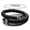 COOLSTEELANDBEYOND Elastic Adjustable Men's Black Braided Leather Wrap Bracelet Wristband
