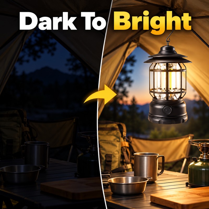 Rechargeable Camping Lantern – Stepless Dimming COB Portable LED Light